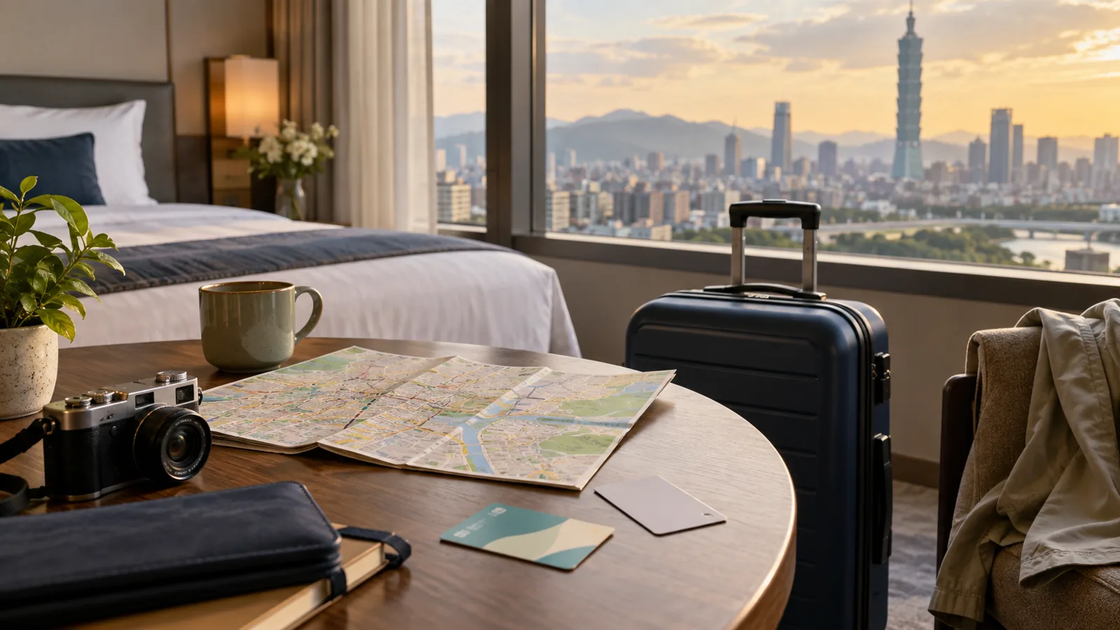 ホテル代と移動費を含め、旅行全体の予算を組み立てるイメージ